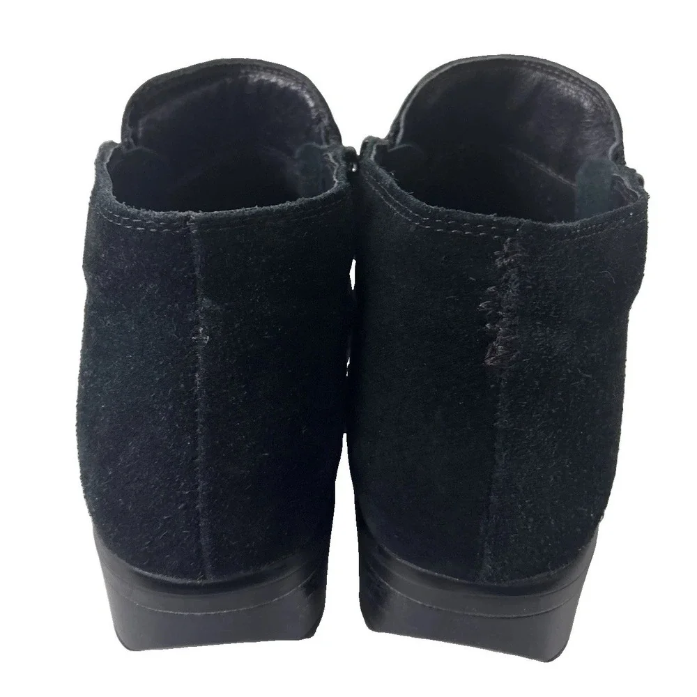 NAOT Leather & Suede Helm Bootie Women 9 Black Side Zip Comfort Shoes Boho